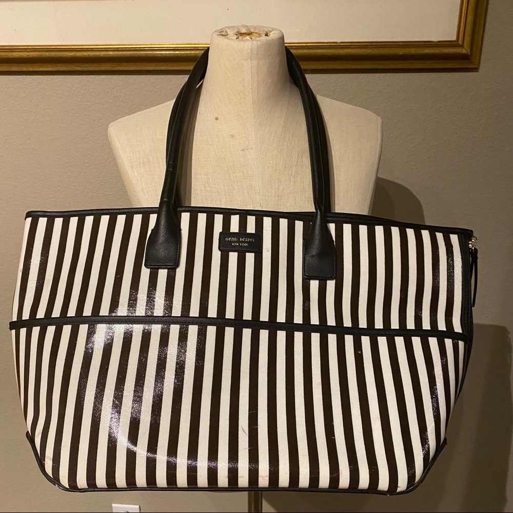 Henri Bendel Black and White Striped Tote